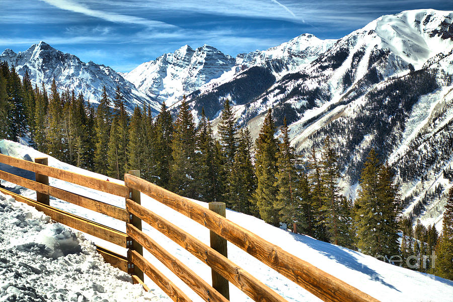 Maroon Bells Over The Snow Fence Photograph by Adam Jewell