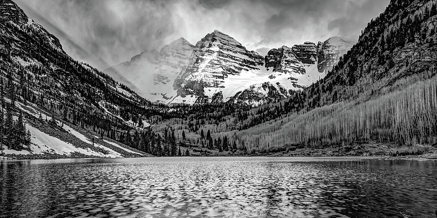 Maroon Bells Panorama in Monochrome - Aspen Colorado Photograph by ...