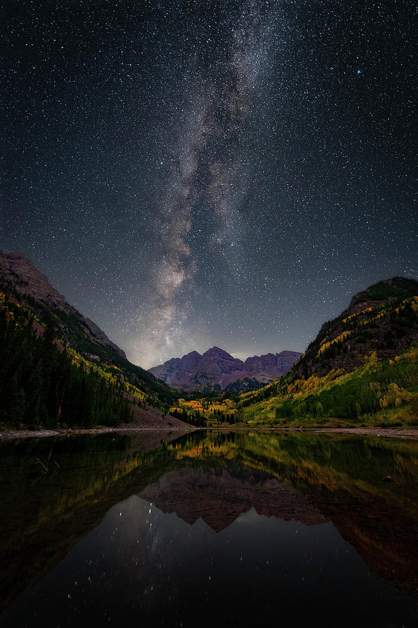 Maroon Bells Under the Milky Way Photograph by David Soldano