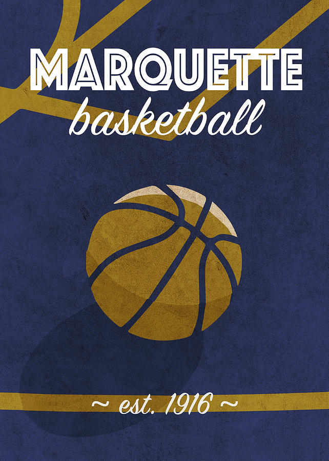 Marquette University Mixed Media - Marquette College Basketball Retro Vintage University Poster Series by Design Turnpike