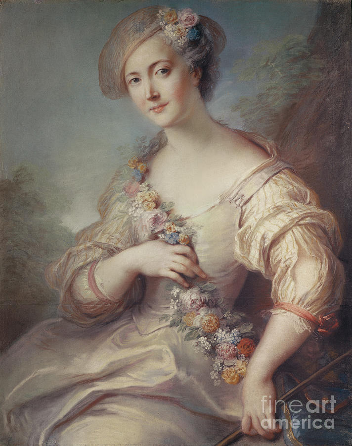 Marquise De Beuvron Pastel Painting by Charles Antoine Coypel