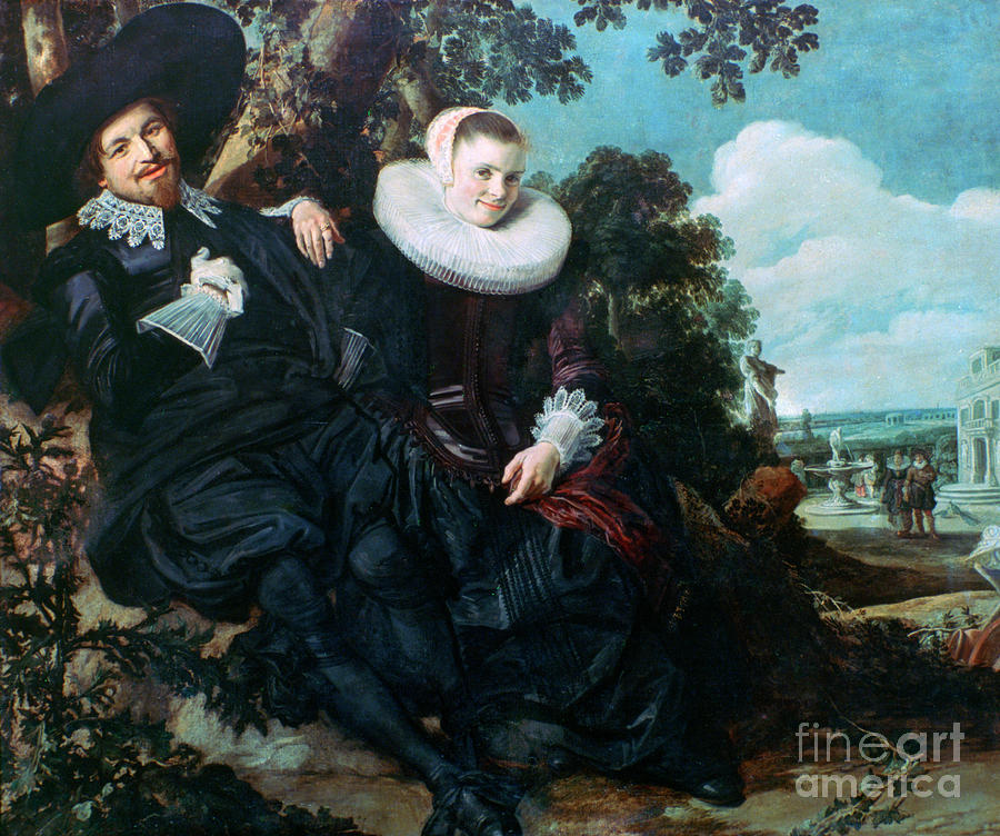 Married Couple In A Garden, C1622 Drawing by Print Collector