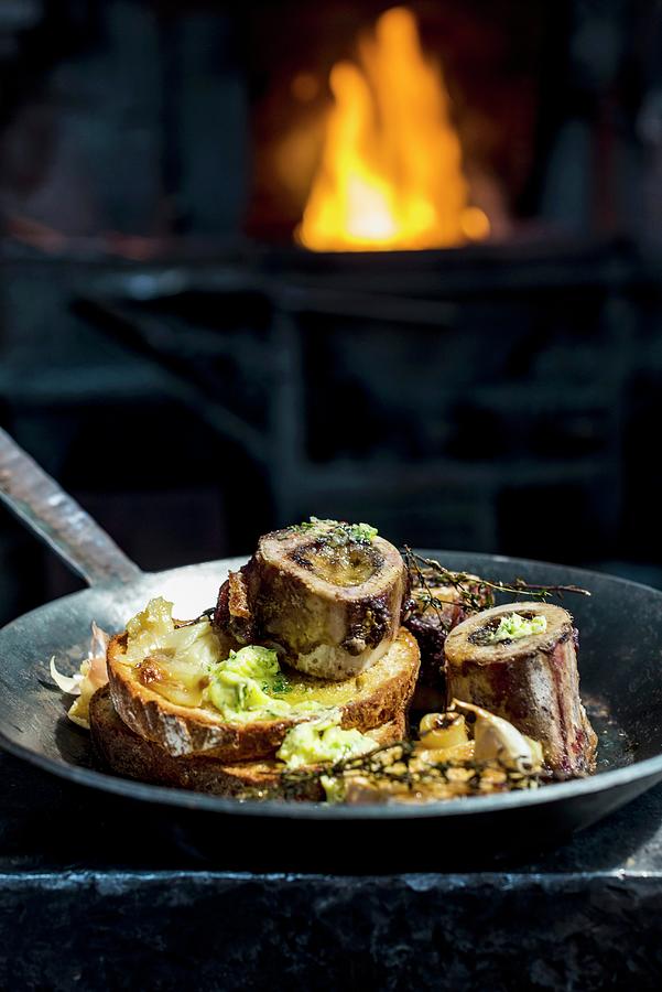 Marrow Bones With Herb Butter On Toast Photograph by Great Stock!