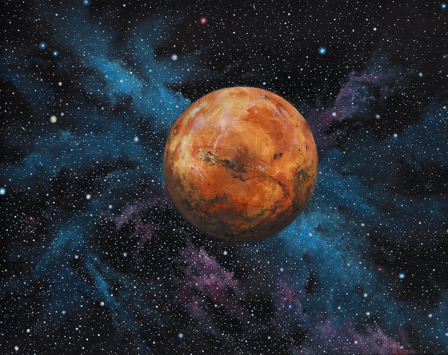 Planet Painting - Mars and Stars by Michael Zawacki