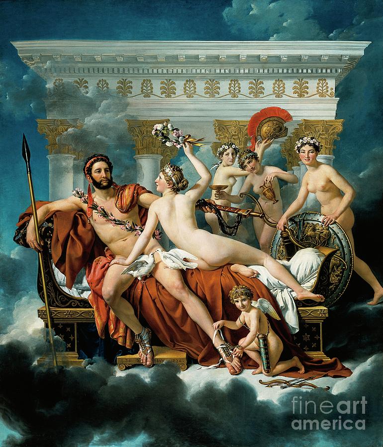 Mars Disarmed By Venus And The Three Graces By Jacques Louis David Painting by Jacques Louis David