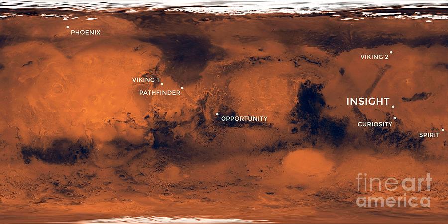 Mars Mission Landing Sites Photograph by Nasa/jpl-caltech/science Photo Library
