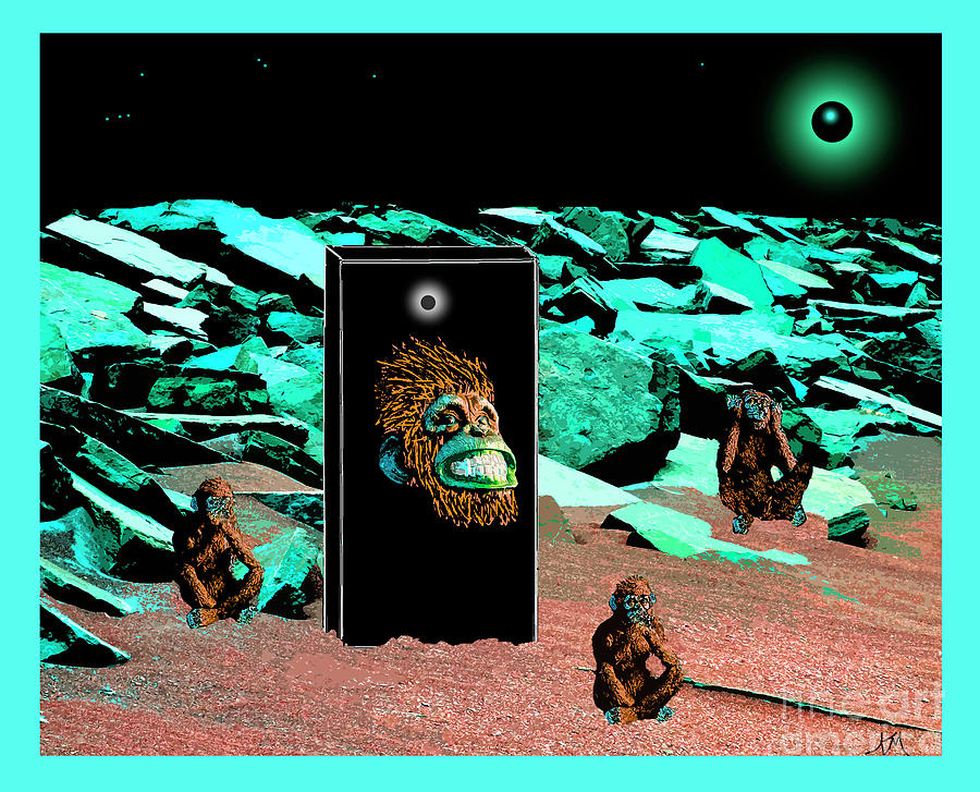 Neo-expressionism Mixed Media - Mars Monolith Green Apes by Konnor McCloud