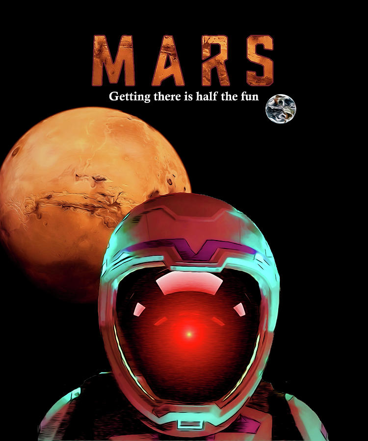 Mars Travel Poster Digital Art by John Haldane