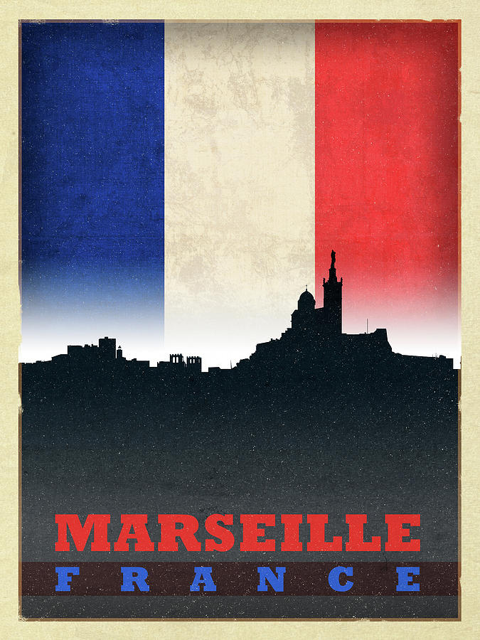 Marseille, France Flag Unique Design Print High Quality Materials