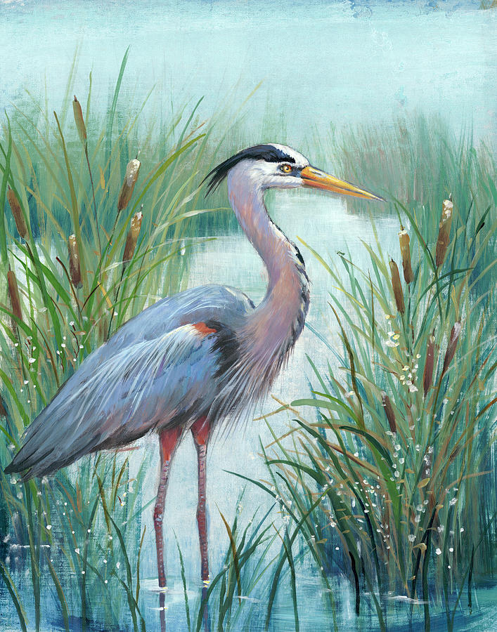 Marsh Heron I Painting by Tim Otoole