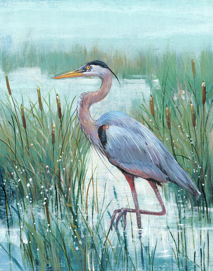 Animal Painting - Marsh Heron II by Tim Otoole