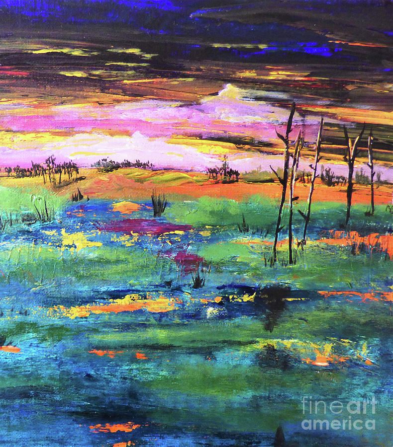 Marsh Sunset Square Painting