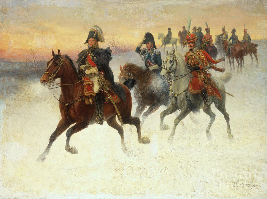 Marshal Ney And Napoleon And Their Troops During The Russian Campaign Painting by Jan Van Chelminski
