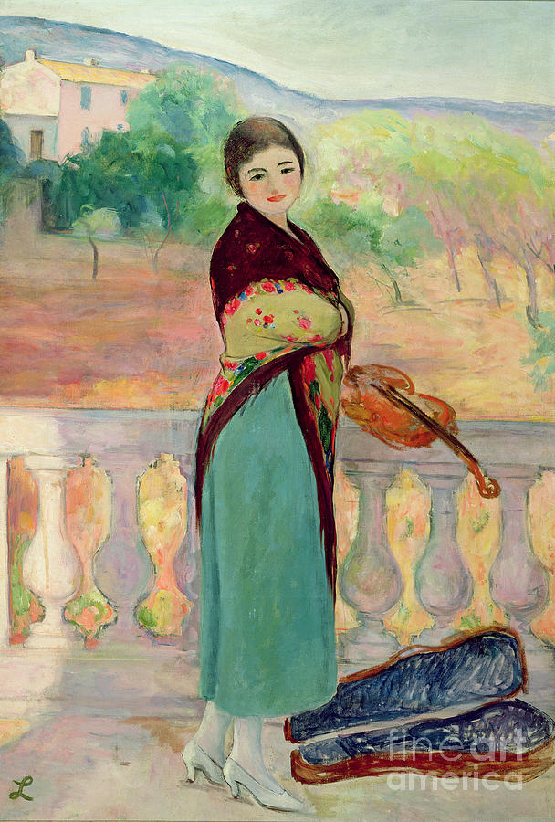 Marthe Lebasque With Violin, St Tropez, Circa 1920 Painting by Henri Lebasque