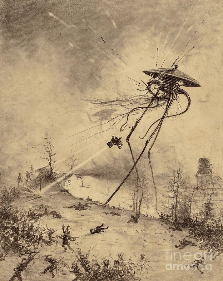 Martian Fighting Machine Hit By A Shell Painting by Henrique Alvim Correa