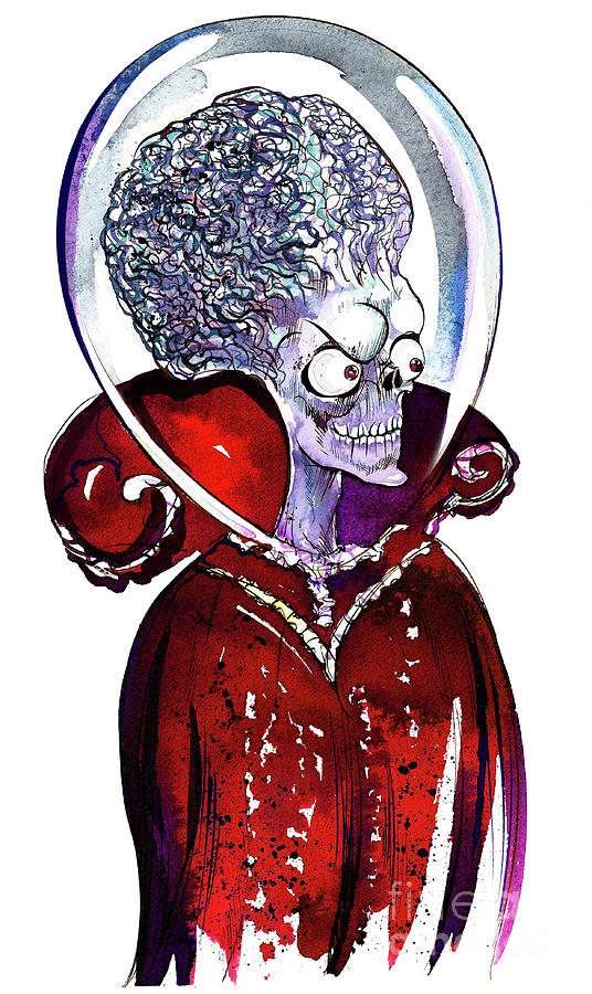 Martian Leader From The 1996 Sci-fi Movie mars Attacks! Painting by Neale Osborne