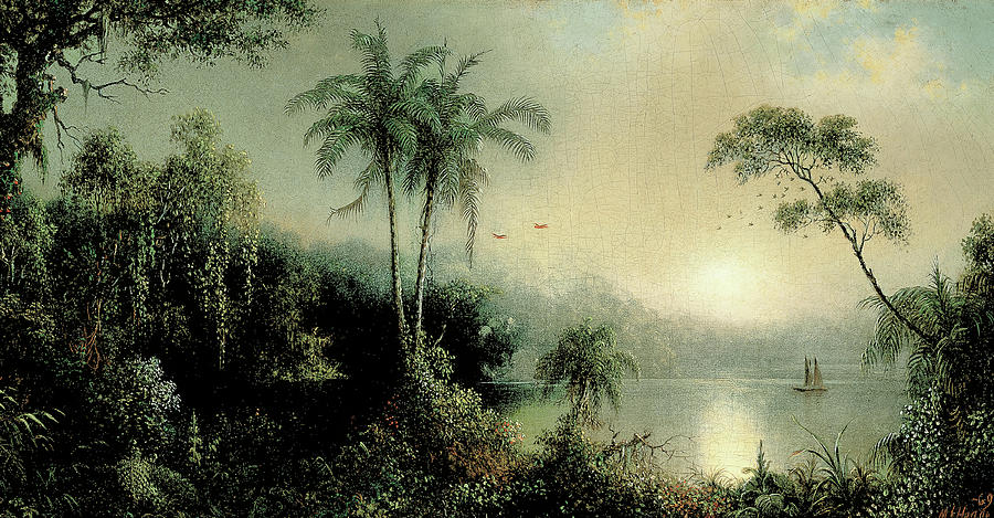 Martin Johnson Heade -Lumberville, 1819-St. Augustine, 1904-. Sunrise in Nicaragua -1869-. Oil on... Painting by Martin Johnson Heade -1819-1904-