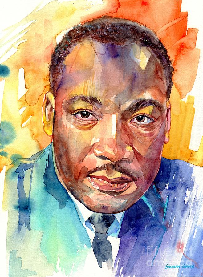 Abraham Lincoln Painting - Martin Luther King Jr Watercolor by Suzann Sines