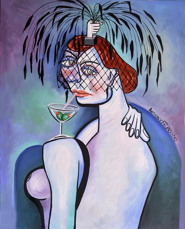 Cubism Painting - Martine And A Black Feathered Hat by Anthony Falbo Cubism Painting - Martine And A Black Feathered Hat by Anthony Falbo