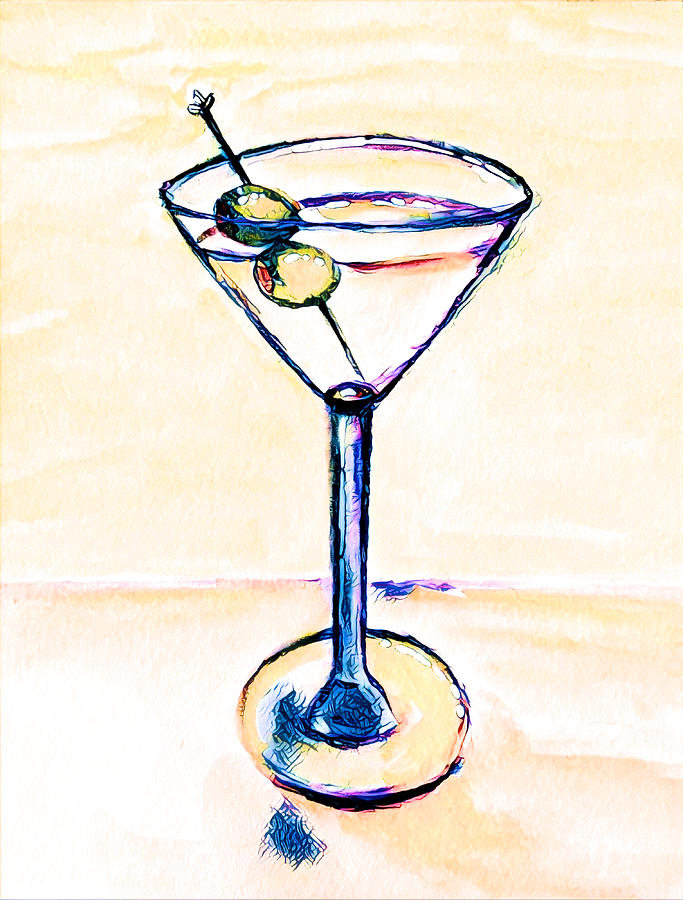 Martini Anyone? 3 Painting by Vanessa Katz