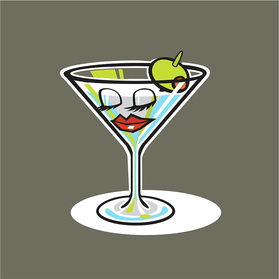 Martini Drawing - Martini Glass with Face by CSA Images