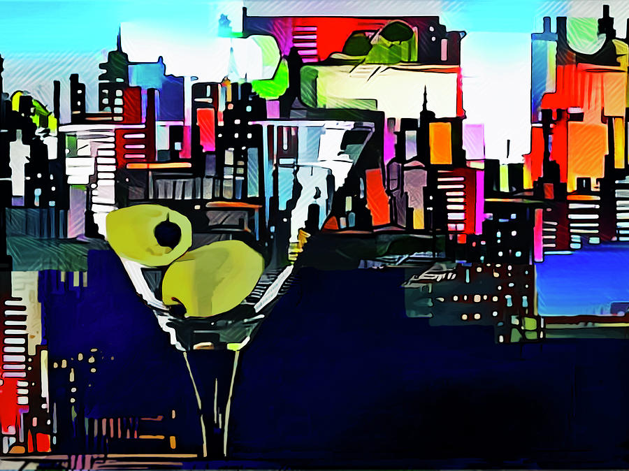 Martini Digital Art - Martini in the City by Cindy Edwards