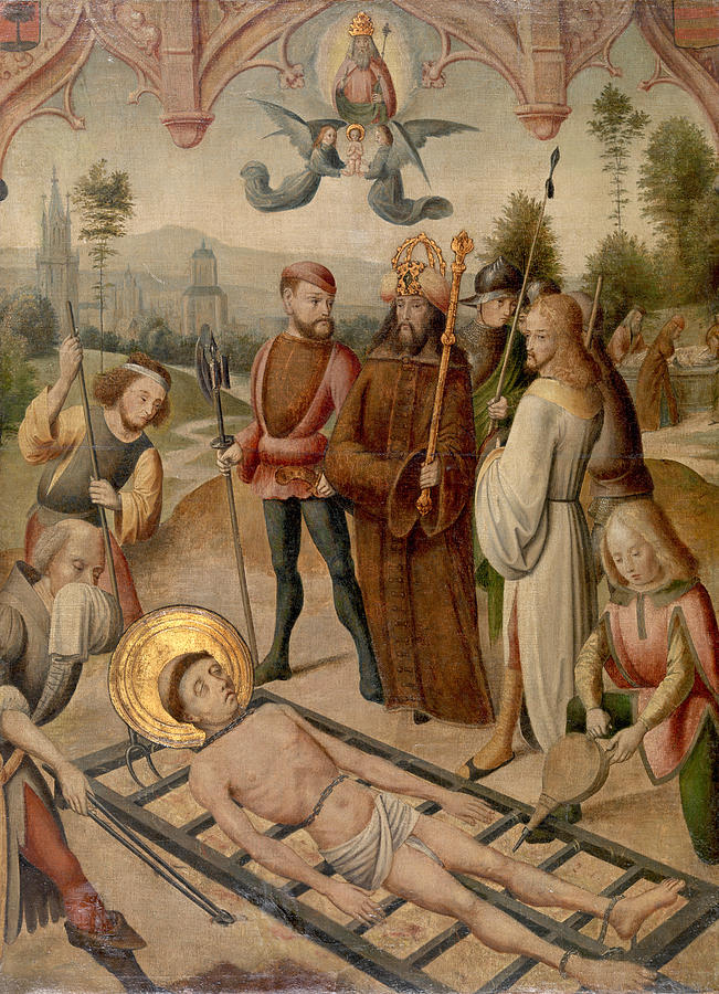 Martyrdom of Saint Lawrence Painting by Master of the Cologne Legend of Saint Ursula Legend