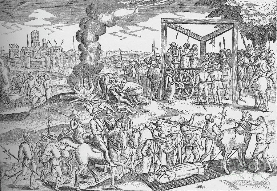 Martyrs At Smithfield, London, C1600 Drawing by Print Collector