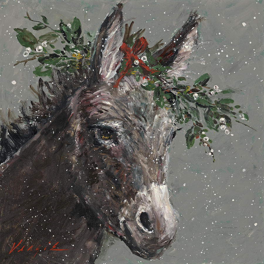 Christmas Painting - Mary Beth The Christmas Donkey by Mary Miller Veazie