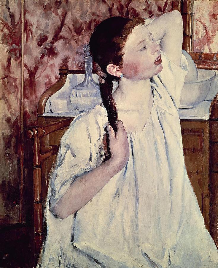Mary Cassatt Girl Arranging Her Hair. Date/Period 1886. Painting. Oil on canvas. Painting by Mary Cassatt