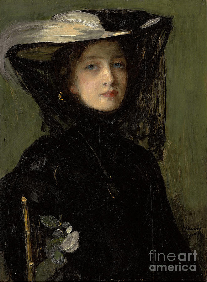 Mary In Black, Oil On Panel Painting by John Lavery