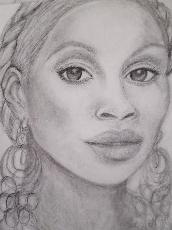 Mary J Blige Sketch Drawing by Christy Saunders Church