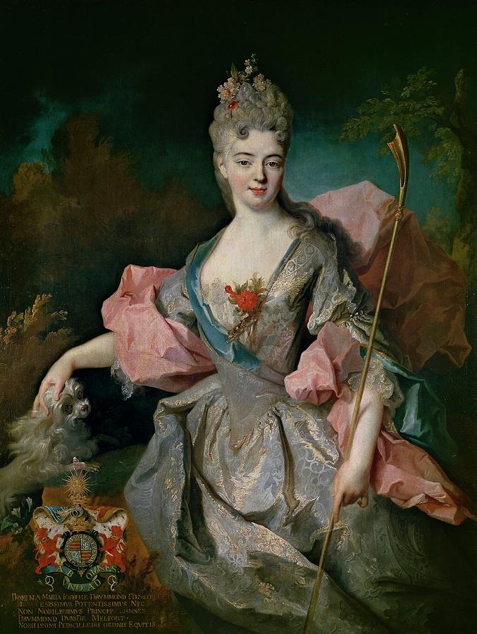 Mary Josephine Drummond, Countess of Castelblanco, ca. 1716, French Scho... Painting by Jean-Baptiste Oudry -1686-1755-