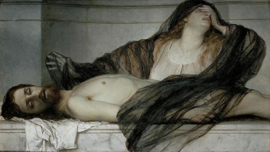 Mary Magdalen deplores the dead Christ,1867 Canvas,84 x 149 cm Inv.104. Painting by Arnold Boecklin -1827-1901-