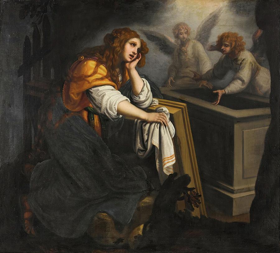 Mary Magdalene At The Tomb, With Two Angels Painting by Giovanni ...