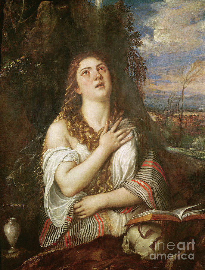 Mary Magdalene In Penitence C Painting By Titian Pixels