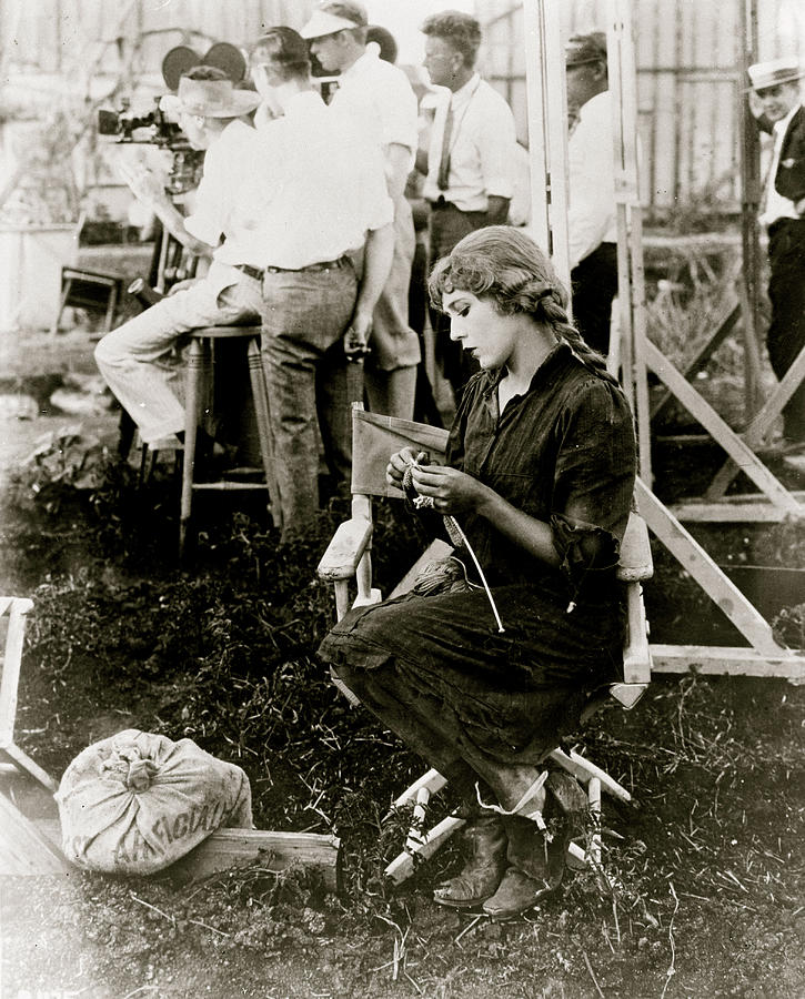 Mary Pickford knitting for Red Cross Painting by 