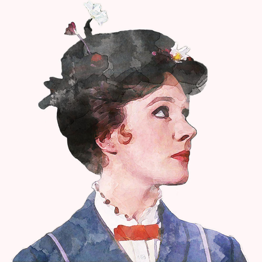 Julie Andrews Digital Art - Mary Poppins - Watercolor #1 by Classic Movie Art