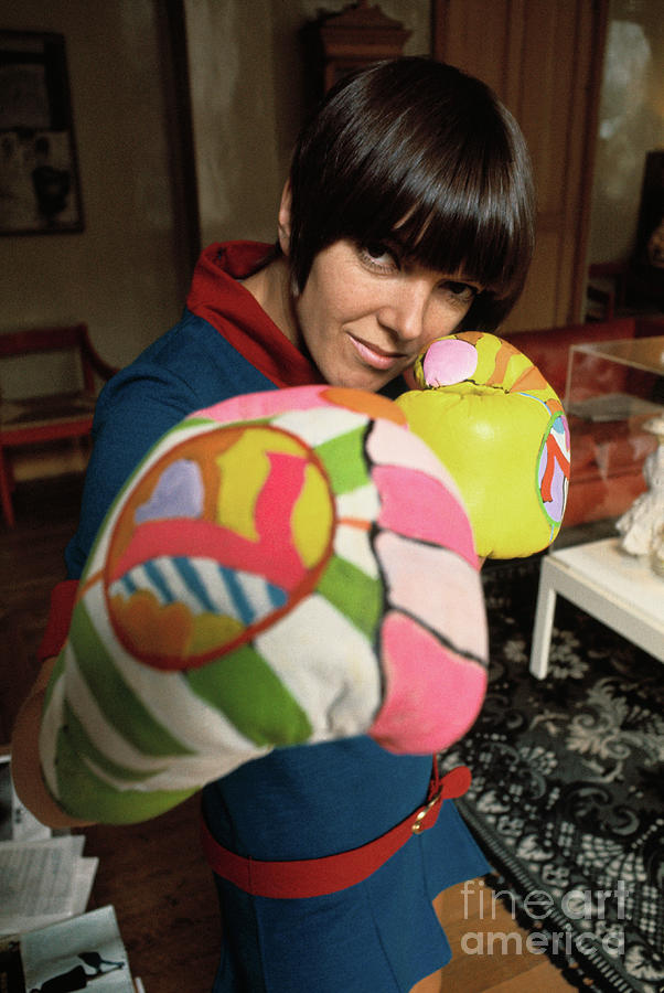 Mary Quant In Mod Dress Relaxing At Home Photograph by Bettmann