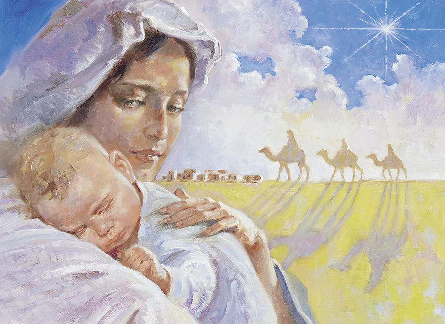 Mary With Baby Jesus Painting by Hal Frenck