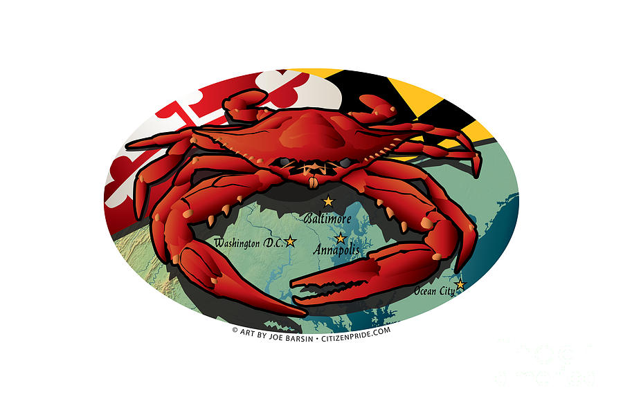 Maryland Citizen Crab Oval Crest Digital Art by Joe Barsin