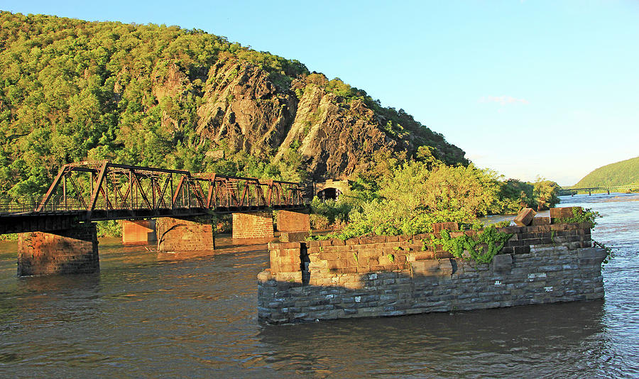 Maryland Heights With Its Bridge And Surrounding Water Photograph