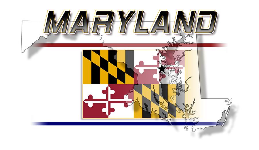 Maryland State Horizontal Print Digital Art by Rick Bartrand