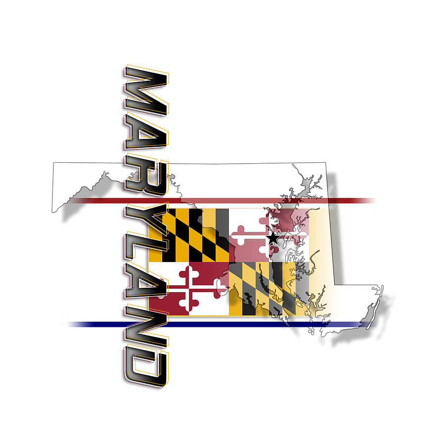 Maryland State Vertical Print Digital Art by Rick Bartrand
