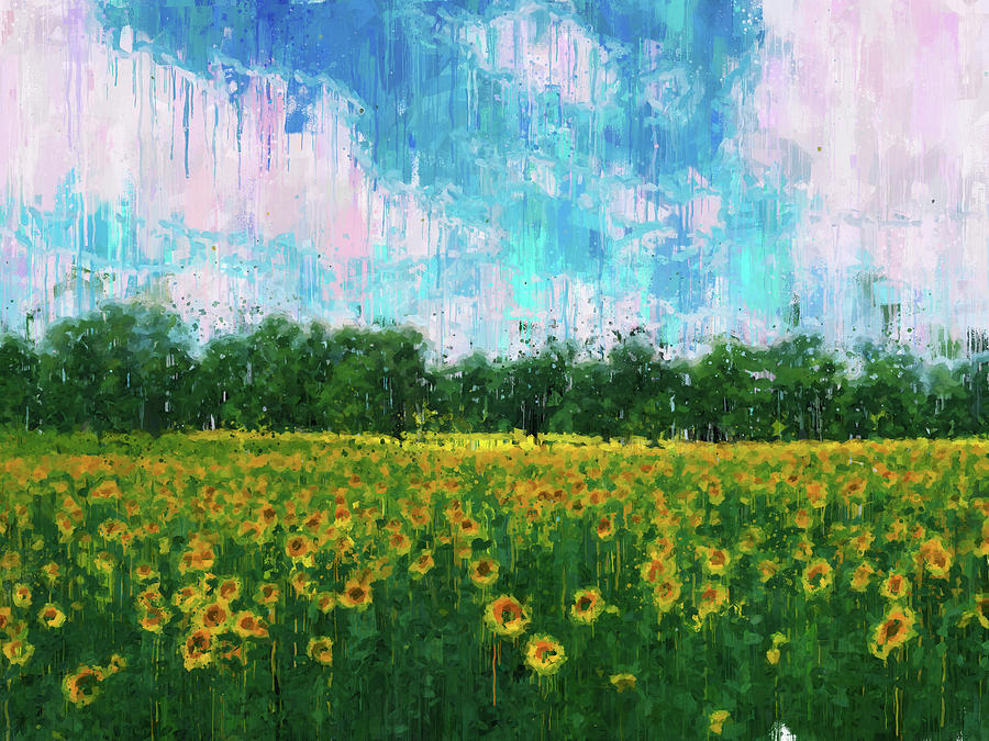 Maryland Sunflowers - 05 Painting by AM FineArtPrints