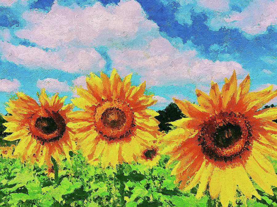 Maryland Sunflowers - 07 Painting by AM FineArtPrints