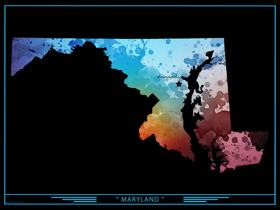 Maryland Watercolor Map Style 6 Painting by Greg Edwards