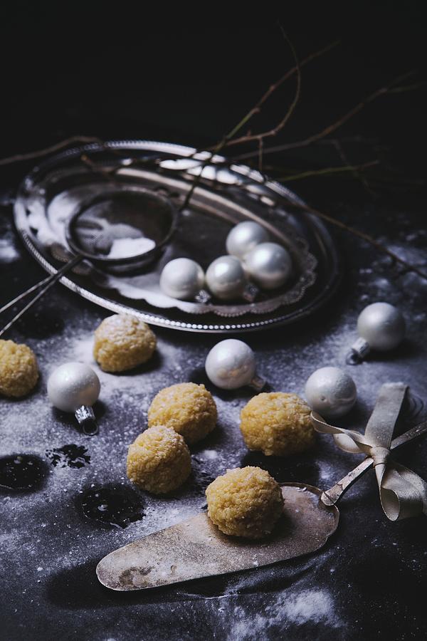 Marzipan Balls With Sugar For Christmas Photograph by Karolina Kosowicz