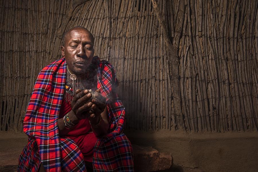 Africa Photograph - Masai Making Fire by Alexbegiuhinak