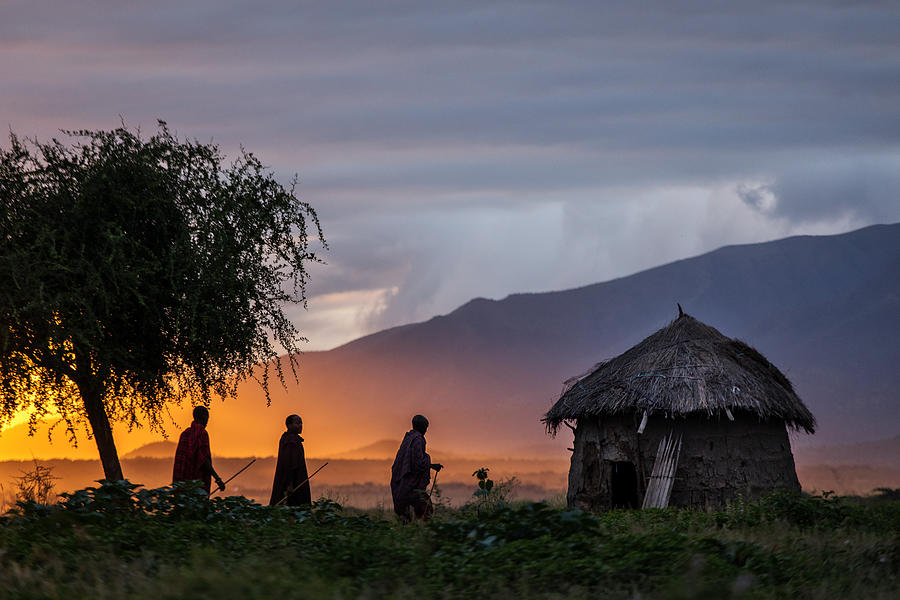 Sunset Photograph - Masai Village by Dan Mirica